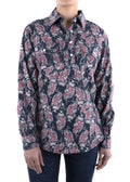 Hardslog Hayden Womens Half Placket Long Sleeve Shirt - Navy
