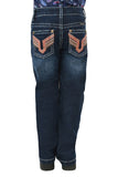 Pure Western Aztec Girls Bootcut Jeans - Darkest Night