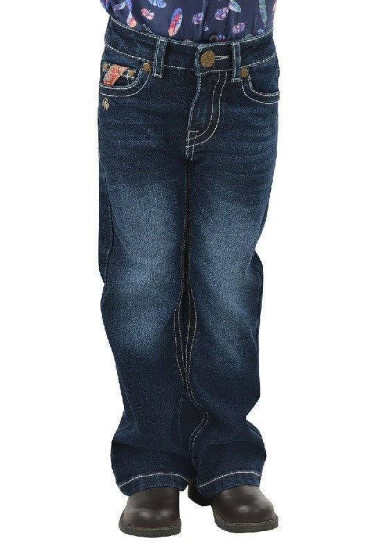 Pure Western Aztec Girls Bootcut Jeans - Darkest Night