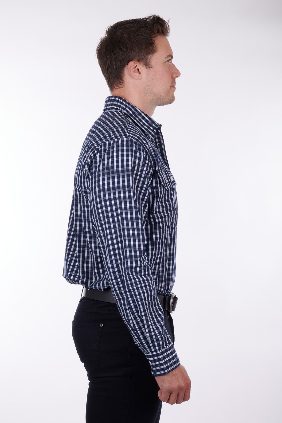 Hardslog Alon Mens 1/2 Placket Long Sleeve Shirt - Navy
