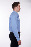 Hardslog Devin Mens 1/2 Placket Long Sleeve Shirt - Blue/white