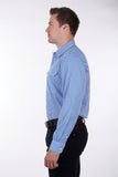 Hardslog Devin Mens 1/2 Placket Long Sleeve Shirt - Blue/white