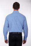 Hardslog Devin Mens 1/2 Placket Long Sleeve Shirt - Blue/white