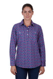 Hardslog Bella Womens 1/2 Placket Long Sleeve Shirt - Navy