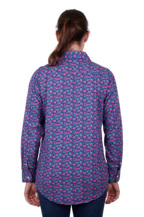 Hardslog Bella Womens 1/2 Placket Long Sleeve Shirt - Navy