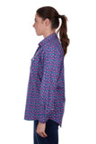 Hardslog Bella Womens 1/2 Placket Long Sleeve Shirt - Navy