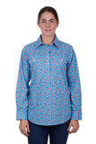 Hardslog Becki Womens 1/2 Placket Long Sleeve Shirt - Blue