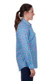 Hardslog Becki Womens 1/2 Placket Long Sleeve Shirt - Blue