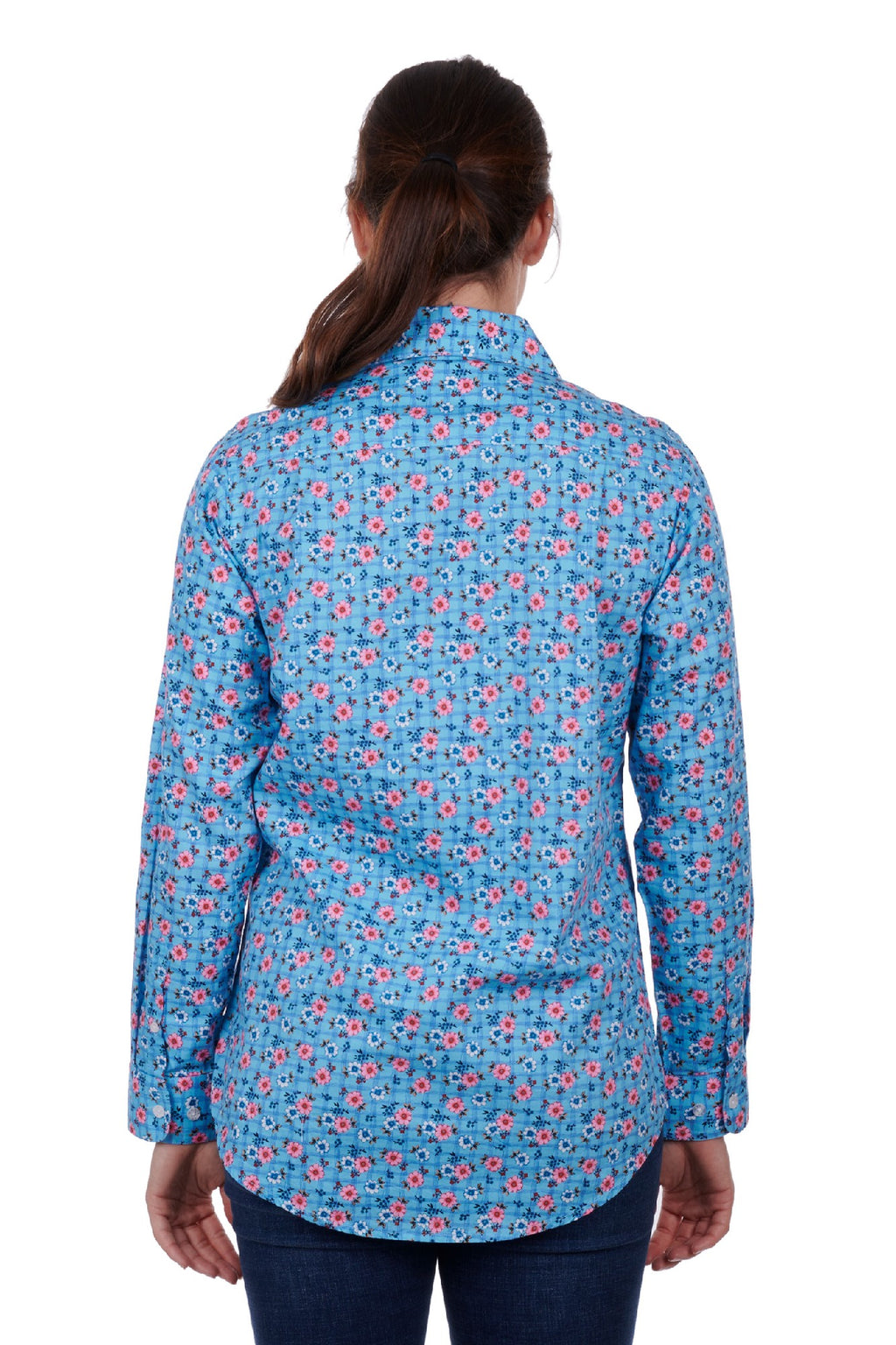 Hardslog Becki Womens 1/2 Placket Long Sleeve Shirt - Blue