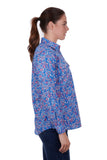 Hardslog Luisa Womens 1/2 Placket Long Sleeve Shirt - Blue