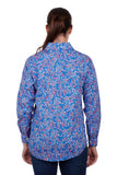 Hardslog Luisa Womens 1/2 Placket Long Sleeve Shirt - Blue