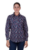 Hardslog Stephanie Womens 1/2 Placket Long Sleeve Shirt - Navy