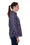 Hardslog Stephanie Womens 1/2 Placket Long Sleeve Shirt - Navy