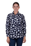 Hardslog Diane Womens 1/2 Placket Long Sleeve Shirt - Navy