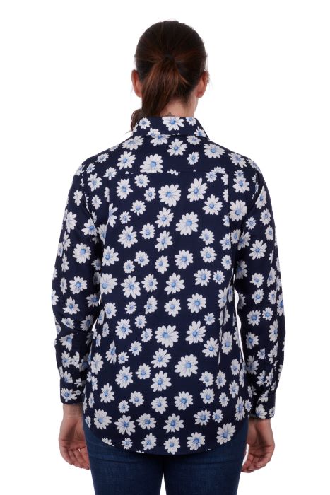 Hardslog Diane Womens 1/2 Placket Long Sleeve Shirt - Navy