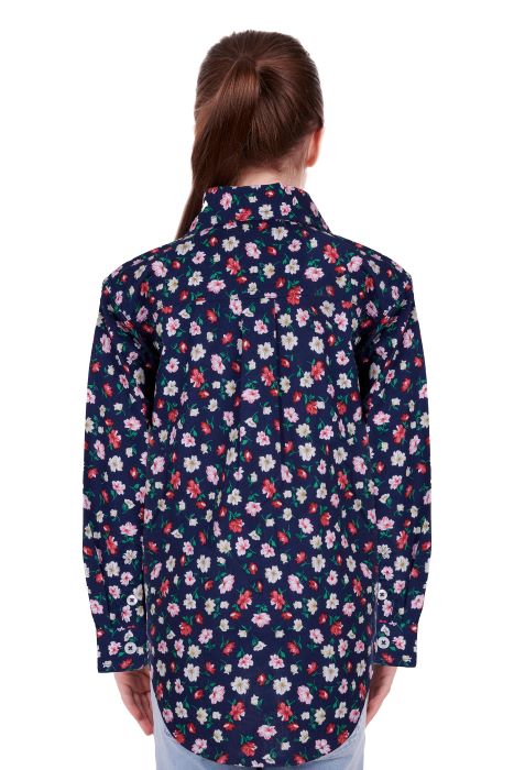 Hardslog Stephanie Kids 1/2 Placket Long Sleeve Shirt - Navy