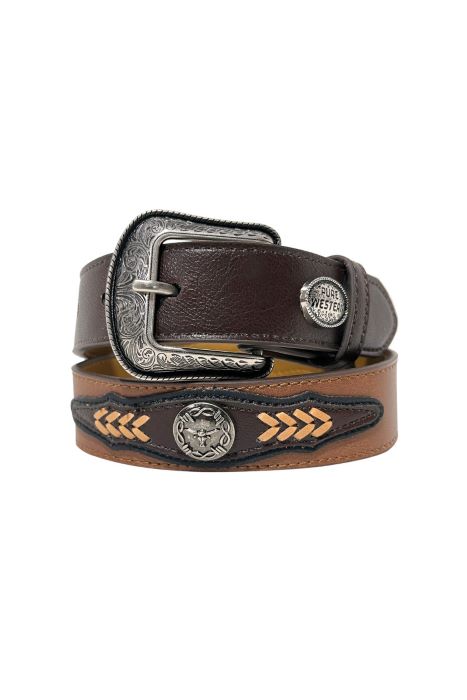 Pure Western Wesley Kids Belt - Tan/chocolate