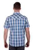 Wrangler Callum Mens Short Sleeve Shirt - Navy/teal
