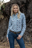 Wrangler Neda Womens Long Sleeve Shirt - Aqua