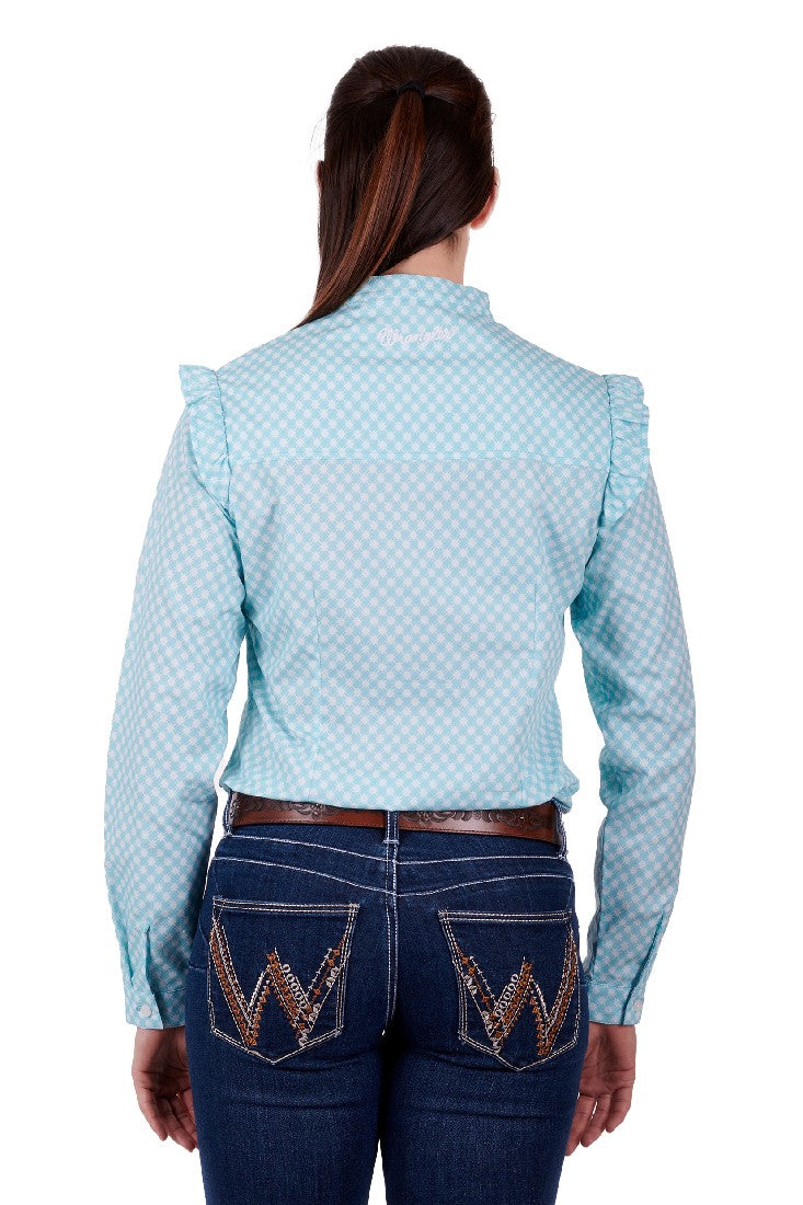 Wrangler Paola Womens Long Sleeve Shirt - Aqua