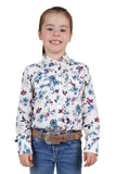 PURE WESTERN FLORA GIRLS LONG SLEEVE SHIRT - EGRET/MULTI [SZ:2]