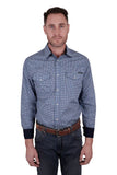 WRANGLER DINO MENS LONG SLEEVE SHIRT - NAVY/ROYAL [SZ:XS]