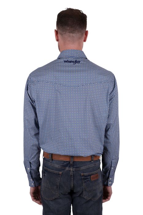 WRANGLER DINO MENS LONG SLEEVE SHIRT - NAVY/ROYAL [SZ:XS]