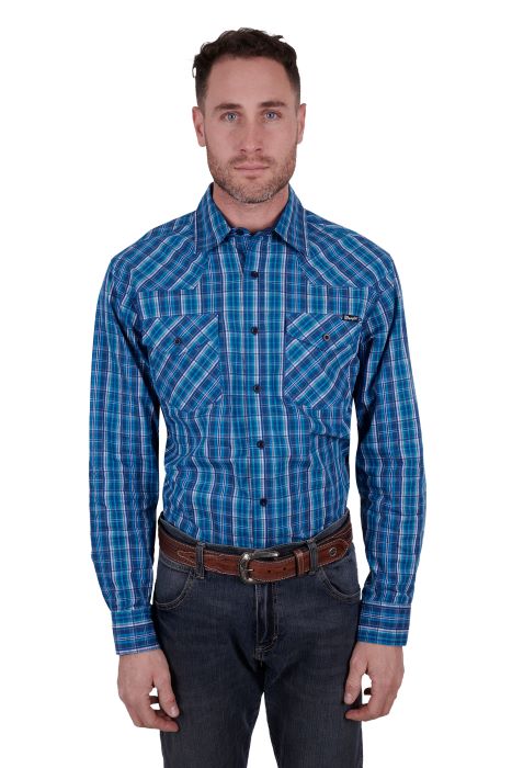 WRANGLER MITCHELL MENS LONG SLEEVE SHIRT - BLUE [SZ:XS]