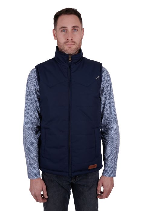 WRANGLER HUGHES MENS REVERSIBLE VEST - NAVY [SZ:S]