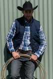 WRANGLER HUGHES MENS REVERSIBLE VEST - NAVY [SZ:S]