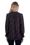 WRANGLER CLARINDA WOMENS LONG SLEEVE BLOUSE - BLACK/BROWN [SZ:8]