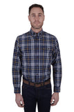 THOMAS COOK NAT MENS THERMAL 2 POCKET LONG SLEEVE SHIRT - NAVY/GREEN [SZ:S]