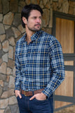 THOMAS COOK NAT MENS THERMAL 2 POCKET LONG SLEEVE SHIRT - NAVY/GREEN [SZ:S]