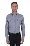 THOMAS COOK GINO MENS WOOL 2 POCKET LONG SLEEVE SHIRT - NAVY/WHITE [SZ:S]