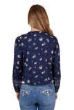 PURE WESTERN AMBER WOMENS BLOUSE - NAVY [SZ:8]