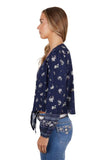 PURE WESTERN AMBER WOMENS BLOUSE - NAVY [SZ:8]