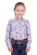 PURE WESTERN MAVIS GIRLS LONG SLEEVE SHIRT - NAVY STRIPE [SZ:2]