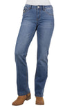 PURE WESTERN GIA WOMENS HI-RISE BOOT CUT JEAN 34" - RETRO BLUE [SZ:6]
