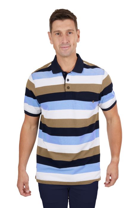 THOMAS COOK JAY 1 POCKET SHORT SLEEVE POLO - NAVY/TAN [SZ:M]