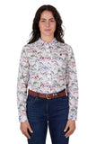 THOMAS COOK OPAL WOMENS LONG SLEEVE SHIRT - WHITE/MULTI [SZ:8]