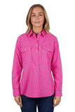 HARDSLOG WOMENS KELLY HALF PLACKET LONG SLEEVE SHIRT - PINK [SZ:8]
