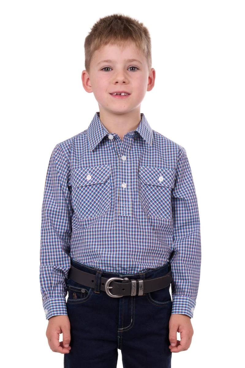 HARDSLOG KIDS BOBBIE HALF PLACKET LONG SLEEVE SHIRT [SZ:2]