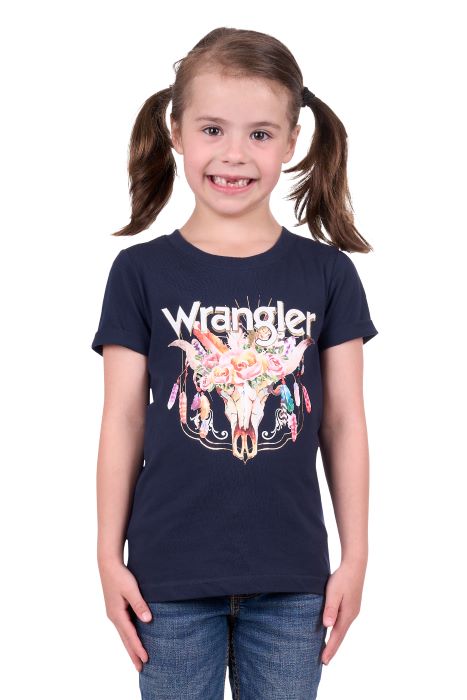 WRANGLER EVIE GIRLS SHORT SLEEVE TEE - NAVY [SZ:2]