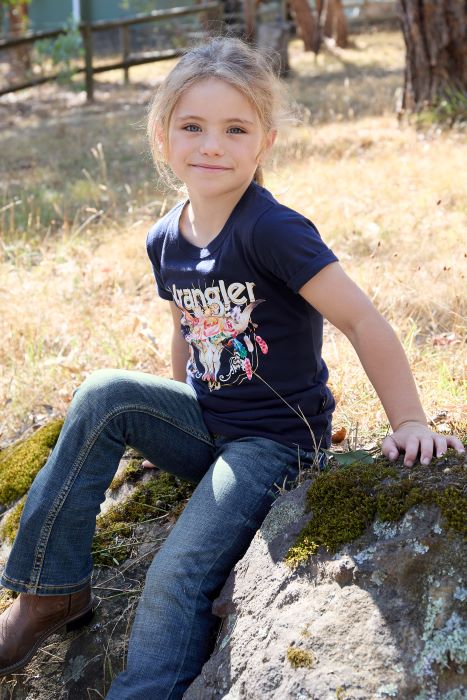 WRANGLER EVIE GIRLS SHORT SLEEVE TEE - NAVY [SZ:2]