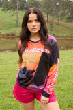 BULLZYE SUNSET WOMENS LONG SLEEVE - HORSE SUNSET ORANGE [SZ:10]