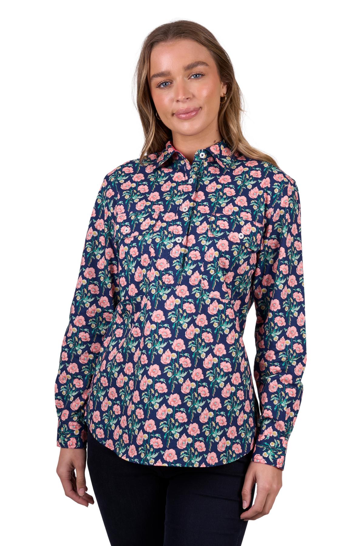 HARD SLOG WOMENS FAUNA 1/2 PLKT LS SHIRT [SZ:8]