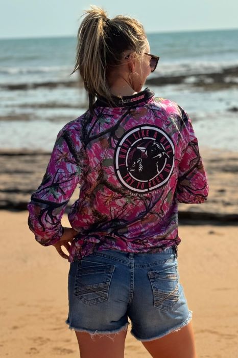 BOAR TEARER FOLIAGE WOMENS LONG SLEEVE FISHING SHIRT - MULTI/PINK [SZ:8]