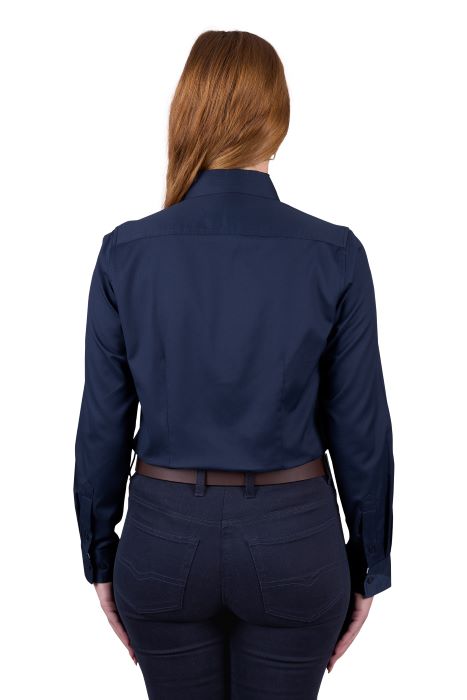 THOMAS COOK KELSEY LONG SLEEVE WOMENS SHIRT - NAVY [SZ:8]