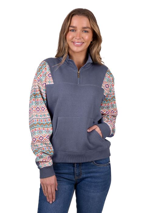 PURE WESTERN WOMENS SALLY 1/4 ZIP PULLOVER - MULTI [SZ:8]