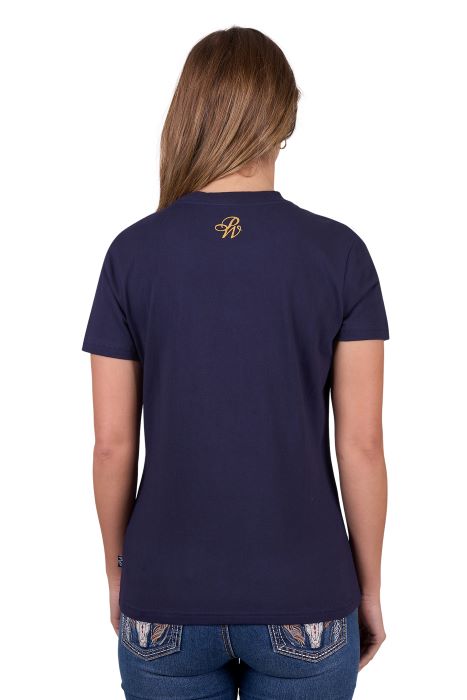 PURE WESTERN WOMENS RENEE SS TEE - NAVY [SZ:8]